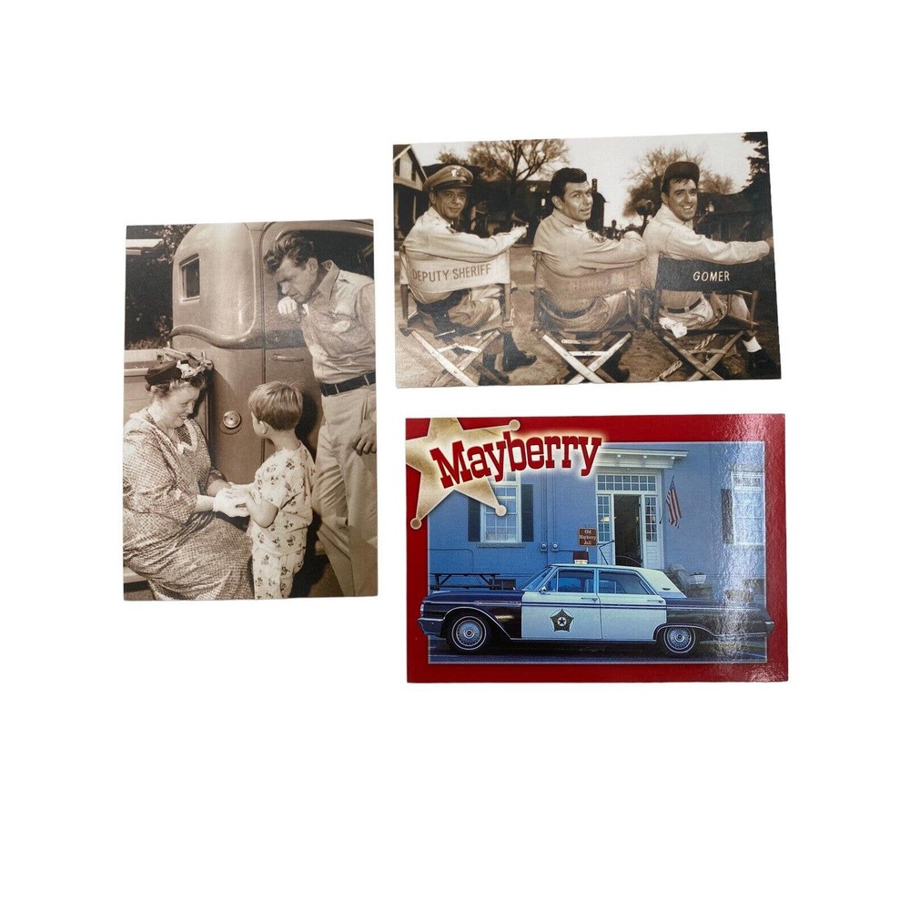 Mayberry 1962 Ford Galaxy Barney Andy Gomer Opie Aunt Bee 3 Postcards Vintage